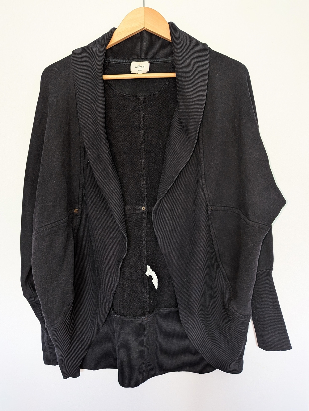 Wilfred Black Larissa Open-Front Shawl-Collar Cardigan - Large
